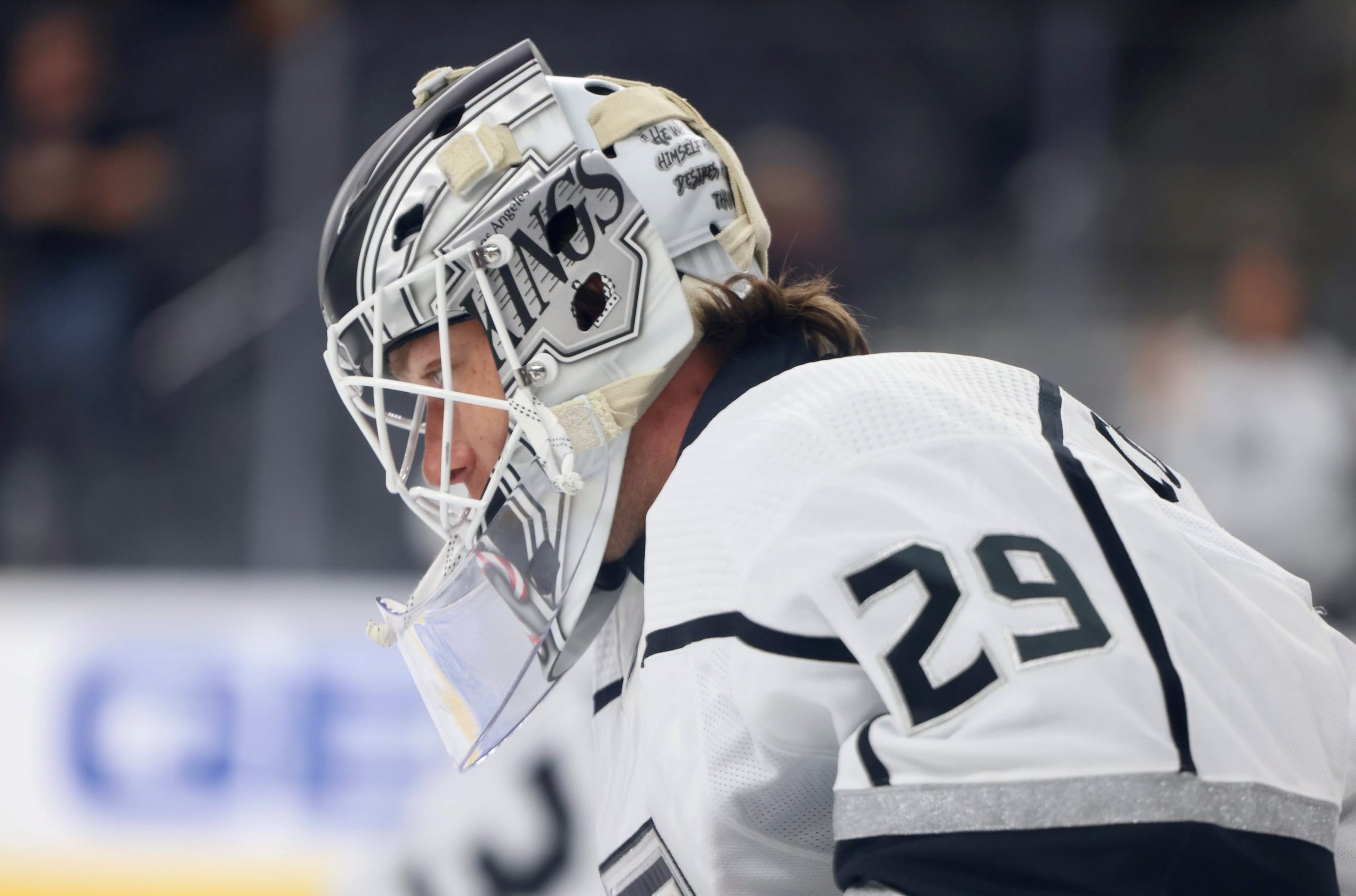 Melbourne, Australia, 23 September, 2023. Pheonix Copley of The Los Angeles  Kings blocks a goal during the NHL Global Series match between The Los  Angeles Kings and The Arizona Coyotes at Rod