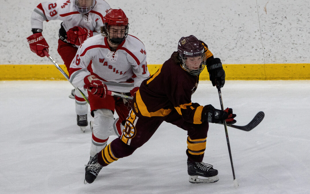 Prep Hockey: Joseph Hampton’s late blast delivers for Dimond, a 5-3 winner over Wasilla is the second state semifinal clash